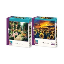 Güneş Hasatı Ve Botanik Bahçesi İkili Set - 1000 + 500 Parça İkili Puzzle Seti