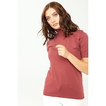 Desen Triko Kadın Likralı Kısa Kollu Tam Balıkçı Bluz 20346 Gül K