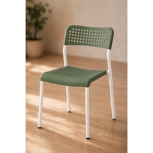 Mira Yeşil/beyaz Sandalye Plastik Gövdeli Metal Ayaklı, Mutfak Sandalyesi, Çalışma, Bahçe, Yemek Oda Yeşil/beyaz- 1 Adet