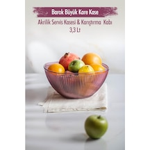 Akrilik Barok Mürdüm Büyük Kare Meyve & Salata Kasesi & Karıştırma Kabı / 3,3 Lt Cam Değildir Açık Mavi