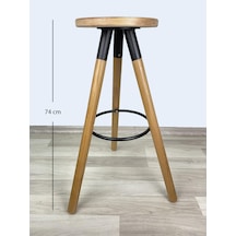 Banco Bar Sandalyesi, Bar Taburesi 74cm Ahşap Ayak Ahşap Oturak Çok Renkli