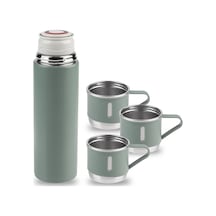 North Pacific Çelik Termos Seti 450 ML Yeşil - 3 Bardaklı