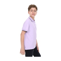 Toontoy Kids Toontoy Erkek Çocuk Baskılı Polo Yaka Düğmeli Kısa Kollu Tişört Lila