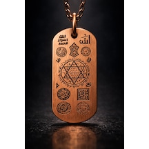 Erkek Bakır Kolye Koruma Zırh Duası Yazılı Dog Tag Model Saf Bakır Kolye Zincir Diğer