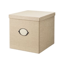 Ikea Kvarnvık Kapaklı Karton Saklama Kutusu 35 X 32 X 32 Cm Bej