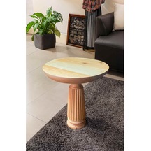 Doğal Ahşap Naturel Renk Tekli Yan Sehpa Mantar Sehpa Bej
