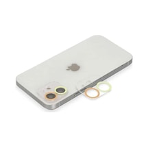 İphone 12 Mini Renkli Kamera Lens Koruma Cam - Sarı-turuncu Diğer