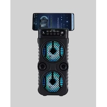 Mey İthalat Led Işıklı Bluetoothlu Hoparlör Mikrofonlu Taşınabilir Ses Sistemi