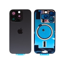 Apple iPhone Uyumlu 16 Pro Siyah Kamera Camlı Arka Cam Batarya Pil Kapağı Telefon Arka Kapak 50583679