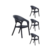 4 Adet Garden Antrasit Sandalye Balkon Bahçe Teras Antrasit