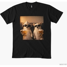 Flood Of Style Two Cool Chihuahuas Erkekler Kadınlar İçin Bira Gecesi Tişörtü %100 Pamuklu Tişörtler Kısa Siyah