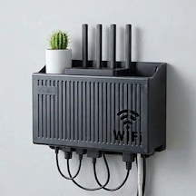Lb Duvar Tipi Wi-fi Modem Saklama Kutusu Siyah Kablo Düzenleyici Router Raf Organizer