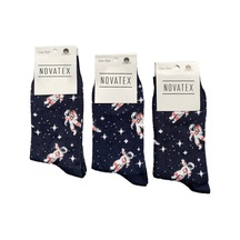 Lukitus Unisex Eğlenceli Astranot Desenli Soket Çorap 6 Adet Lacivert