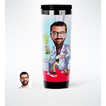 Kişiye Özel Bay Kimya Mühendisi Karikatürlü Çelik Termos Bardak -