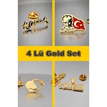 Yörük Tasarım 4 Lü Yaka Rozeti Gold Set Altın