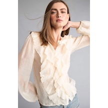 Defacto Regular Fıt Tencel Uzun Kollu Bluz I1931ax26auer144 Ekru-er144