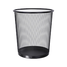 Ev Tipi Demir Çöp Kovası Yuvarlak Metal Hasır Çöp Kovası 12 Litre - Siyah 01 Siyah