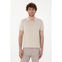 U.S. Polo Assn. Erkek Slim Fit Polo Yaka Krem Triko Tişört 50302970-VR071