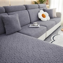 Gri Peluş Kanepe Koltuk Kılıfı Oturma Odası İçin Köşe Kanepe Seti Plus L 3 Seater