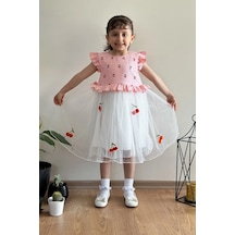 Yazlık Elbise Kısa Kollu Tüllü Tütü Astarlı Kız Çocuk Elbise Bebek Giyim Kız Bebek Elbise Elbkrz 001