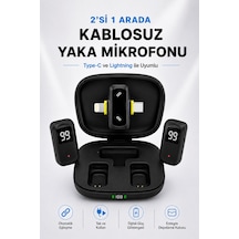 Kablosuz Yaka Mikrofonu 2'li Type-c Lightning Uyumlu Çift Mikrofonlu Gürültü Engelleme Şarj Kutulu