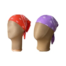 Pamuklu Klasik Desen Unisex 2li Bandana Seti Renkli Bandana Etnik Desenli A Kalite Bandana Turuncu - Lila