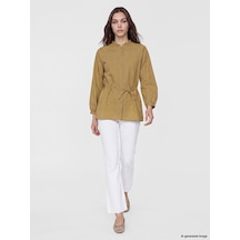 Lcw Modest Ekru Yüksek Bel Crop Flare Kadın Jean Pantolon