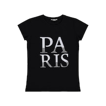 Civil Girls Paris Baskılı 10-13 Yaş Tişört - Siyah