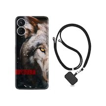 Tecno Spark 9T Kılıf İpli Boyun Askılı Desenli Silikon Wolf Eyes 1758