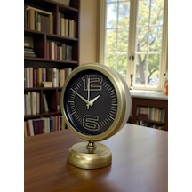Retro Modern Tasarım 25 X 20 Cm Metal Masa Saati Kırmızı - Kahverengi