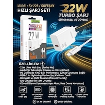 Soffany Sy-225 22w Süper Hızlı Turbo Şarj Adaptörü - Lisinya Beyaz