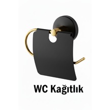 Wc Kağıtlık Tuvalet Kağıtlığı Siyah Gold Renk Altın - Siyah