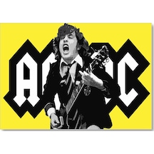 Cakasepetim Acdc Angus Young Sarı Zemin Ahşap Mdf Tablo