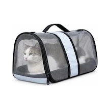 Katlanabilir Kedi Taşıma Çantası Nefes Alabilir, Hafif, 45x28x28 Cm, Mavi