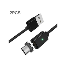 2 Adet Essager Akıllı Telefon Hızlı Şarj Ve Veri Aktarma Manyetik Kablosu Usb-c / Type-c Manyetik Ucu İle, Kablolu Uzunluk: 2m Kırmızı