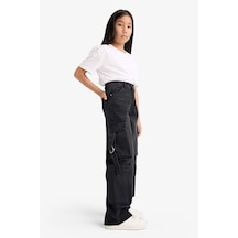 Defacto Kız Çocuk Wide Leg Kargo Geniş Paça Jean Pantolon E6185a825aunm36 Antrasit