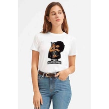 Rap Hiphop 2Pac All Eyez On Baskılı Beyaz Kadın Tshirt
