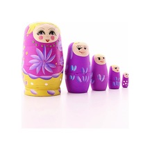 Star Elit Home Ahşap Tombul İç İçe Matruşka Bebek Pembe Set 5li Büyük Boy