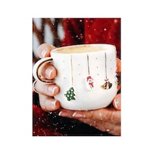 Celine's Wonders Kabartmalı 24 Ayar Altın Dekorlu El Yapımı Kupa 300 Ml Yılbaşı Kupa Christmas Mug Yılbaşı Fin Diğer