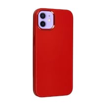 Apple Uyumlu   iPhone 12 Kılıf Asya Deri Silikon - Kırmızı