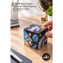 5 Adet Uzay Temalı Küp Yapboz 5,5 Cm Küp Puzzle, Eğlenceli Zeka Oyunu Ve Space Cube