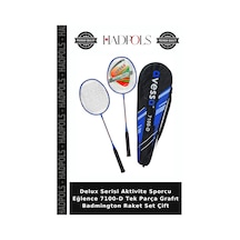 Delux Serisi Aktivite Sporcu Eğlence 7100-d Tek Parça Grafıt Badmington Raket Set Çift