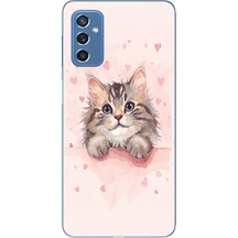 Samsung Galaxy M52 Uyumlu Benim Kedim Baskılı Silikon Kılıf Renkli