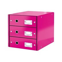 Leitz 6048 Üç Çekmeceli Evrak Rafı Wow Metalik Pembe