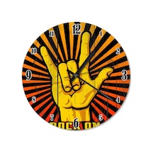 Ahşap Zeminde Rock And Roll Devil'S Horn Duvar Saati Ahşap