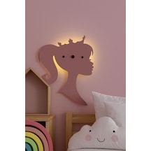 Prenses Pilli Aplik Pembe Ahşap