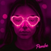 Pembe Led Işıklı Kalp Gözlük 3 Modlu Parti &amp Glow Gözlüğü - Temz-887415 Çok Renkli