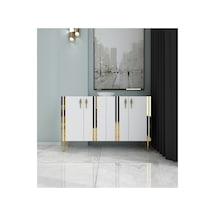 Pars 120 Cm Konsol, Tv Ünitesi, Çok Amaçlı Dolap -beyaz-altın Beyaz-altın