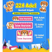 Sevimli Köpek Temalı Okul Kreş Kişiye Özel İsim Etiketi - Model 399 Çok Renkli