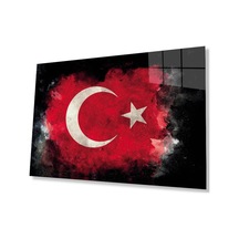 Siyah Fonlu Türk Bayrağı Ay Yıldız Cam Siyah Fon Black Background Turkish Flag Crescent And Star Gla